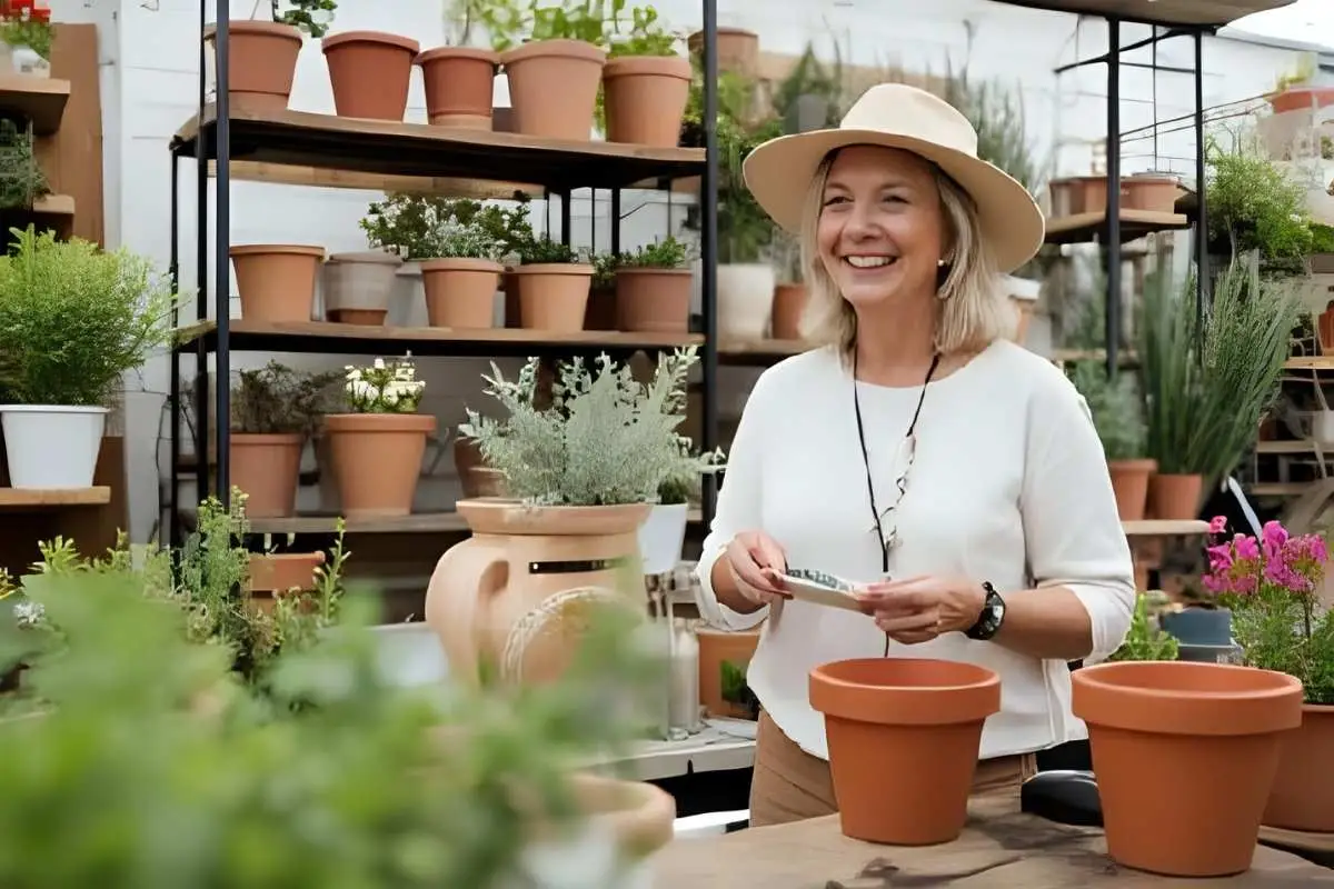 Senior choosing pots and planters