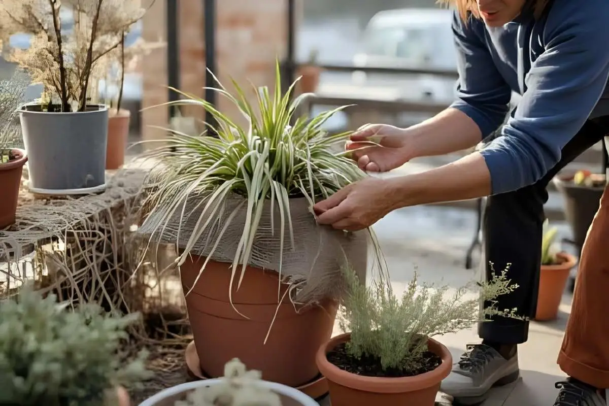 Covering pots in winter