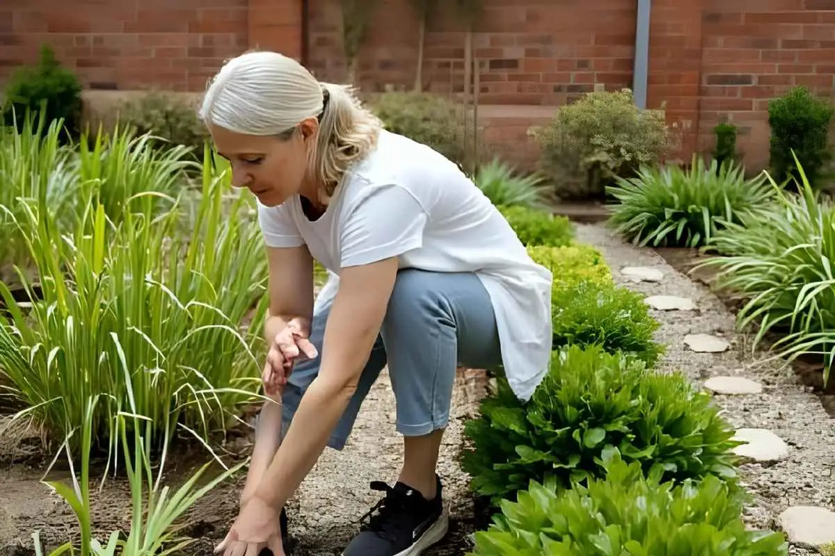 Gentle stretching and planting in garden bed