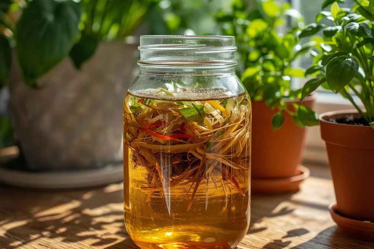 Homemade vegetable scrap fertilizer tea