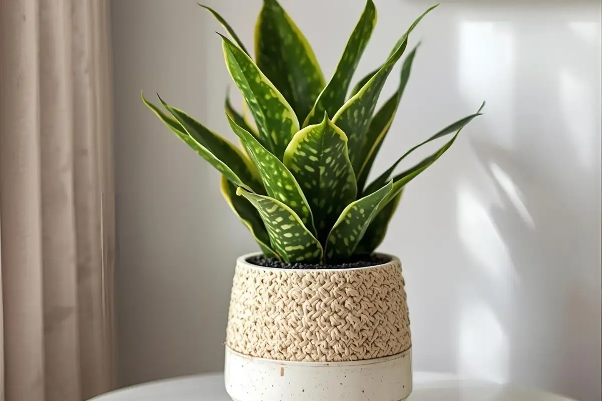 ZZ plant on side table