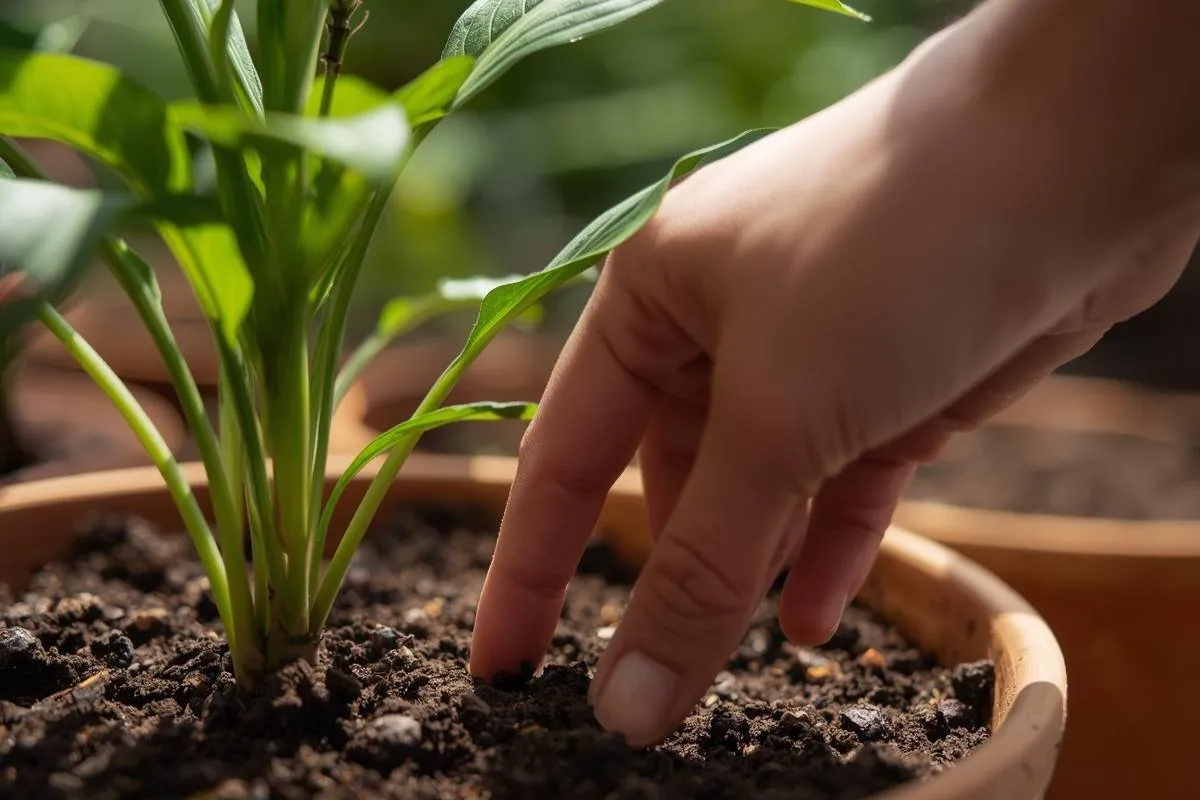 Checking soil moisture by touch